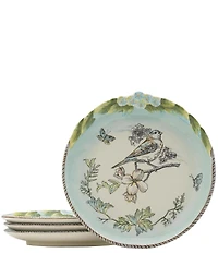 Fitz and Floyd English Garden Collection Bird Accent Plates, Set of 4
