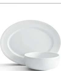 Fitz and Floyd Everyday Beaded Serving Bowl and Platter Set