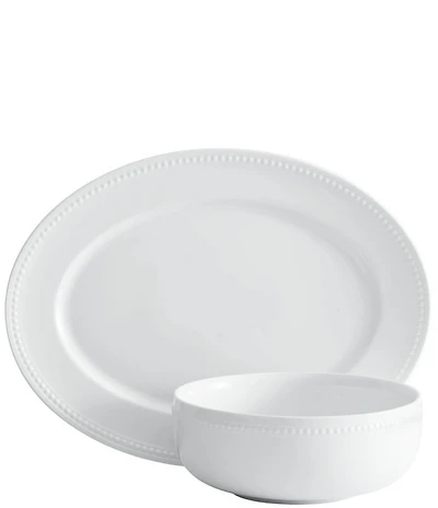 Fitz and Floyd Everyday Beaded Serving Bowl and Platter Set
