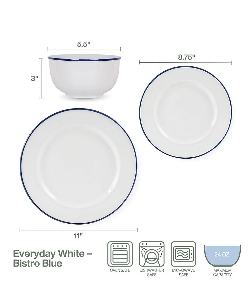 Fitz and Floyd Everyday Collection Bold Band 12-Piece Dinnerware Set, Service for 4