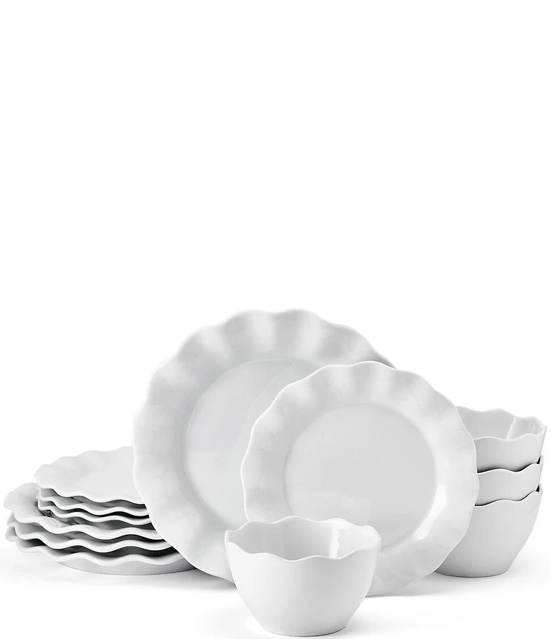 Fitz and Floyd Everyday Collection Scalloped 12-Piece Dinnerware Set, Service for 4