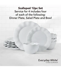Fitz and Floyd Everyday Collection Scalloped 12-Piece Dinnerware Set, Service for 4