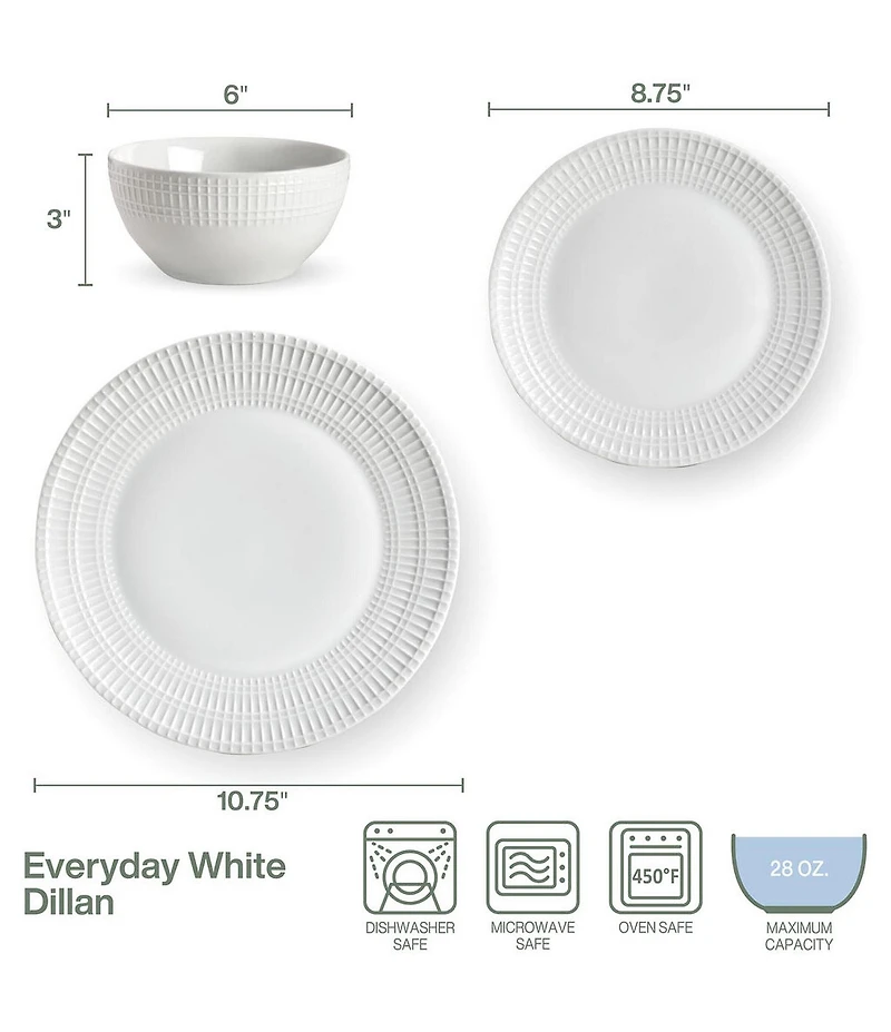 Fitz and Floyd Everyday Dillan Collection 12-Piece Dinnerware Set, Service for 4