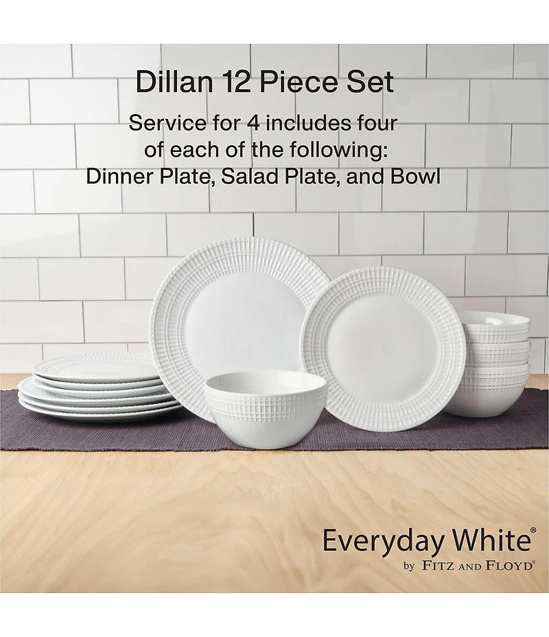 Fitz and Floyd Everyday Dillan Collection 12-Piece Dinnerware Set, Service for 4
