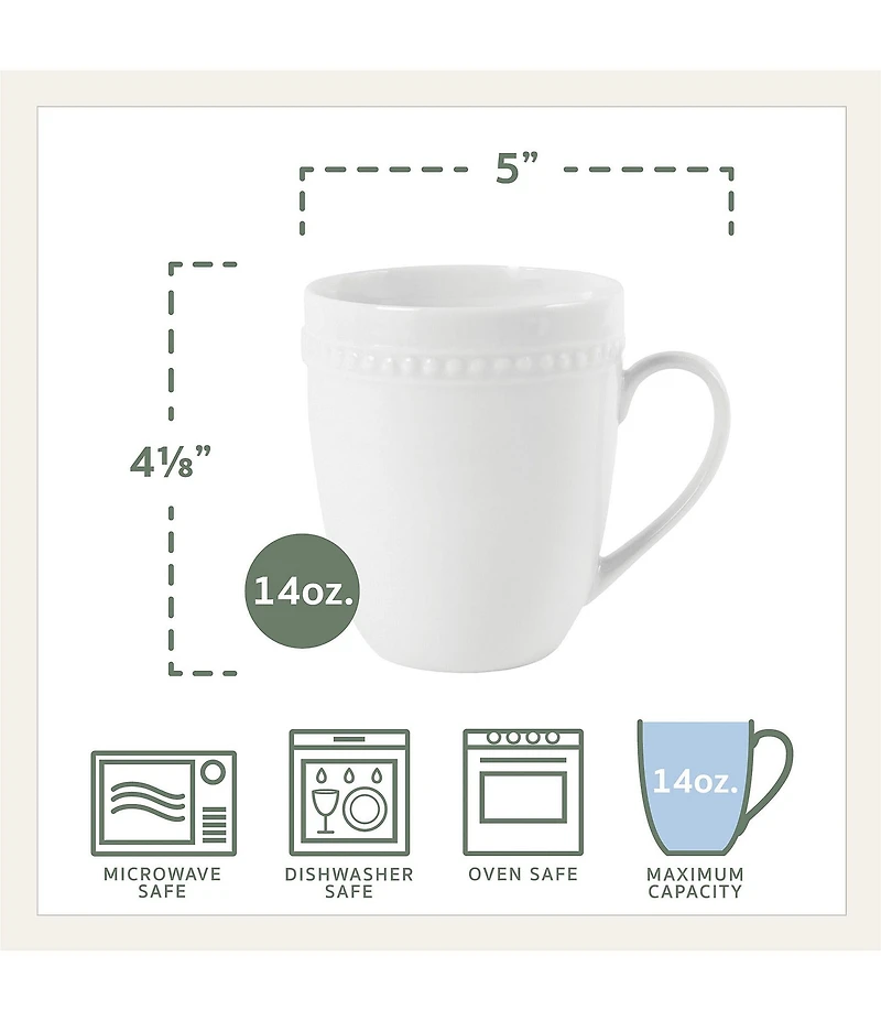Fitz and Floyd Everyday White Beaded 16-Piece Dinnerware Set
