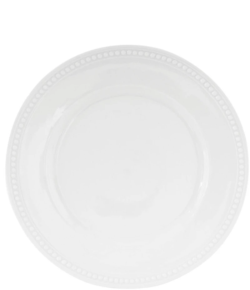 Fitz and Floyd Everyday White Beaded Dinner Plates, Set of 4