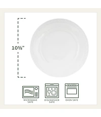 Fitz and Floyd Everyday White Beaded Dinner Plates, Set of 4