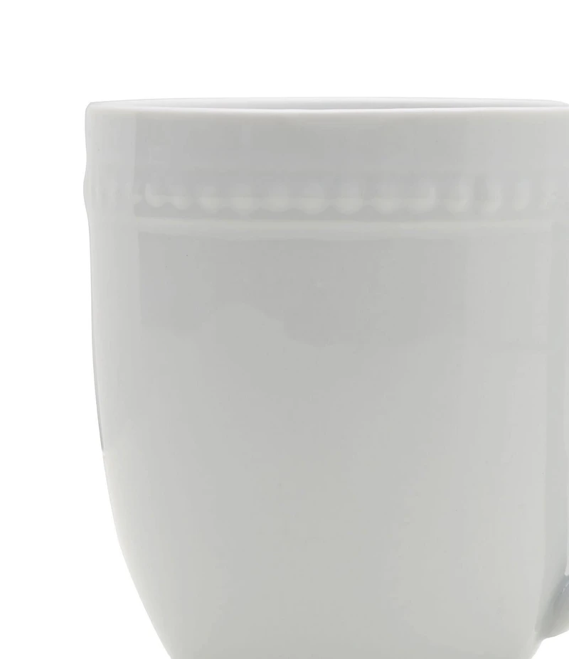 Fitz and Floyd Everyday White Beaded Mugs, Set of 4