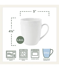 Fitz and Floyd Everyday White Beaded Mugs, Set of 4