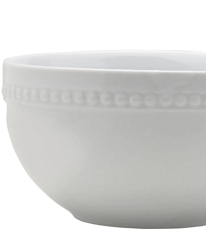 Fitz and Floyd Everyday White Beaded Soup/Cereal Bowls, Set of 4