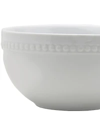 Fitz and Floyd Everyday White Beaded Soup/Cereal Bowls, Set of 4