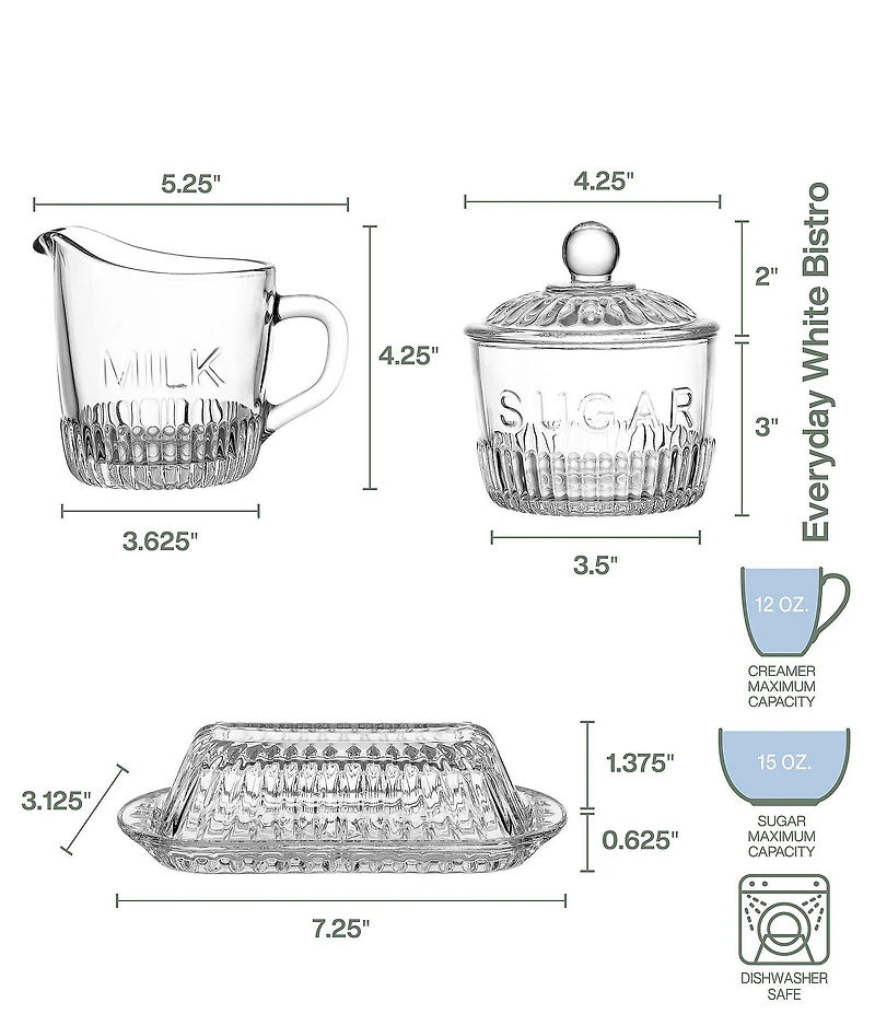 Fitz and Floyd Everyday White Bistro Glass 3-Piece Hostess Set