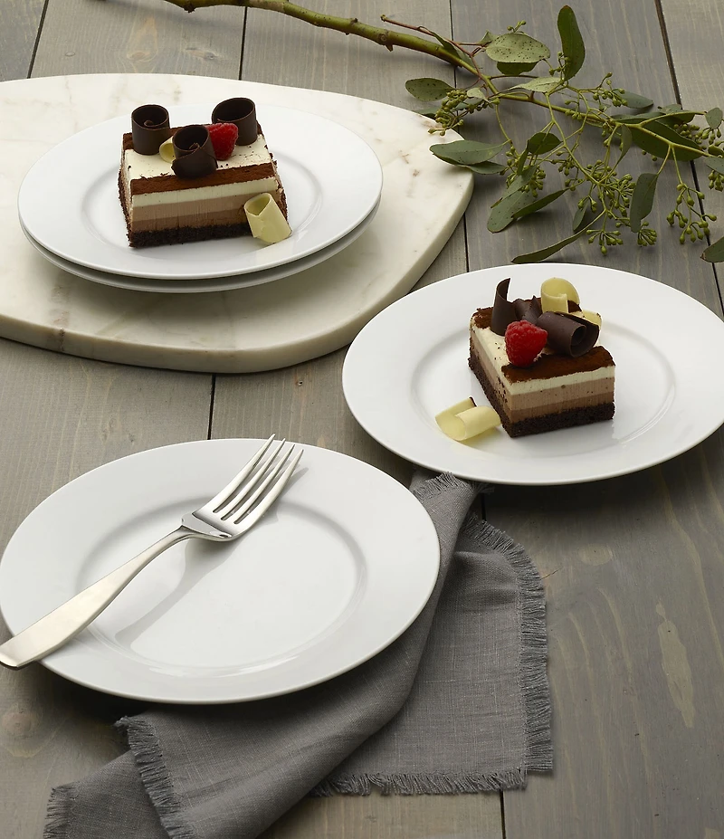 Fitz and Floyd Everyday White Classic Rim Salad Plates, Set of 4