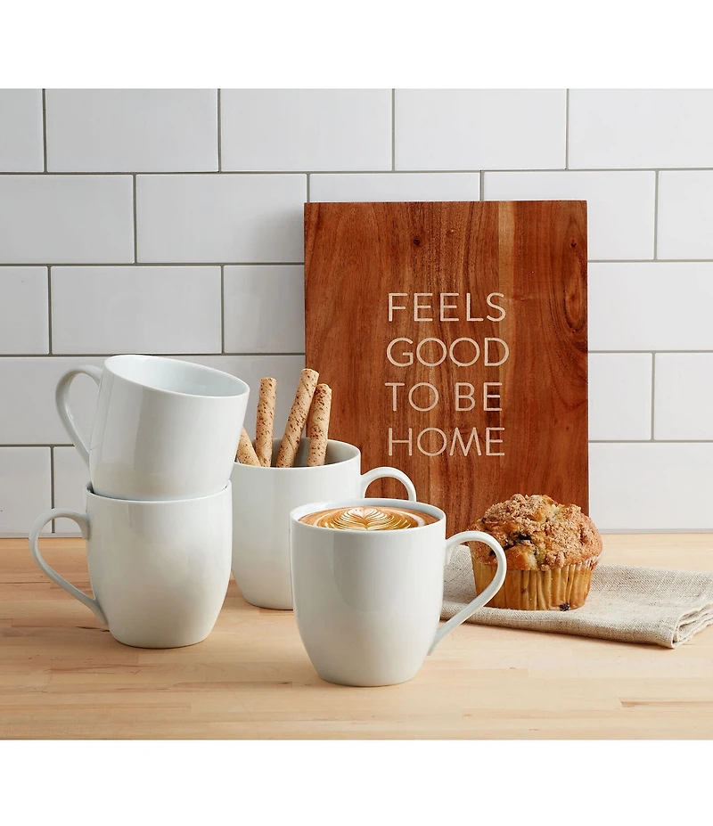 Fitz and Floyd Everyday White Coupe Mugs, Set of 4