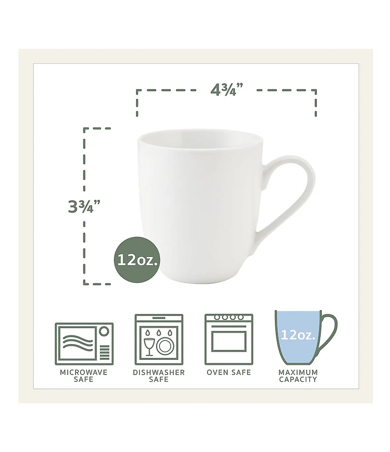 Fitz and Floyd Everyday White Mugs, Set of 4