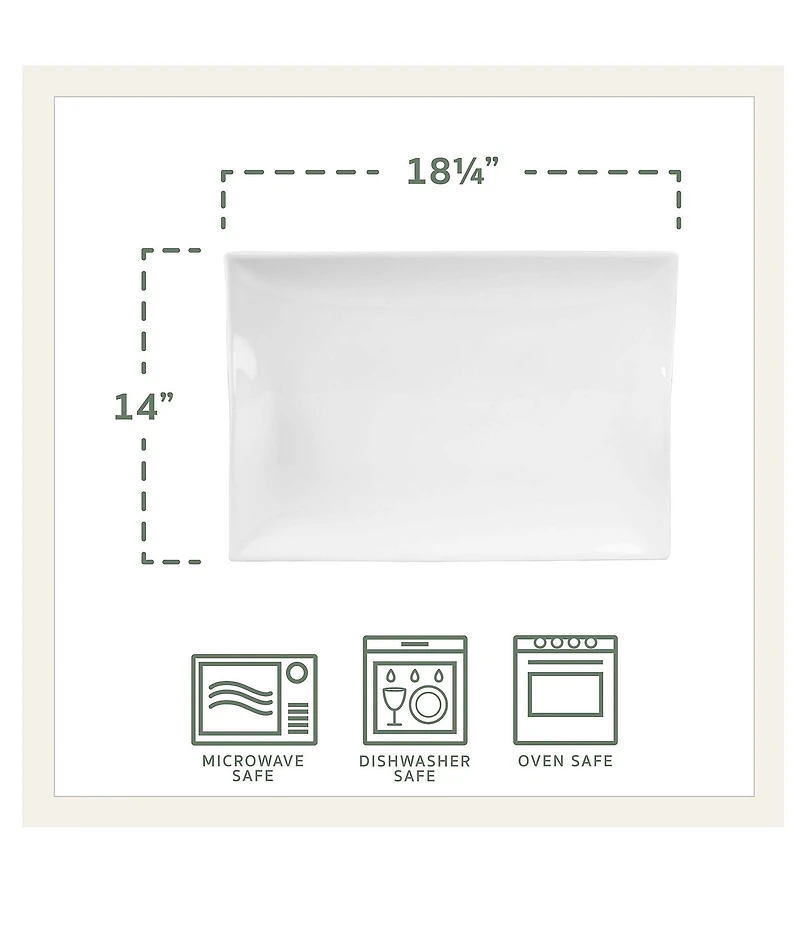 Fitz and Floyd Everyday White Rectangular Handled Serving Platter, 18.25#double;