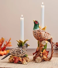 Fitz and Floyd Fall Harvest Pheasant Candleholder Pair