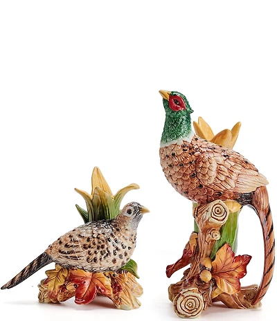 Fitz and Floyd Fall Harvest Pheasant Candleholder Pair