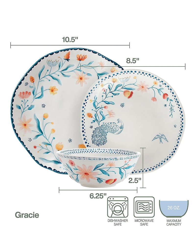 Fitz and Floyd Gracie Dinnerware 12-Piece Set