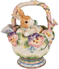 Fitz and Floyd Halcyon Collection Rabbit Floral Teapot