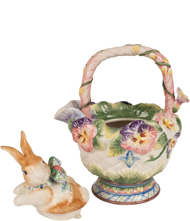 Fitz and Floyd Halcyon Collection Rabbit Floral Teapot