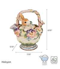 Fitz and Floyd Halcyon Collection Rabbit Floral Teapot