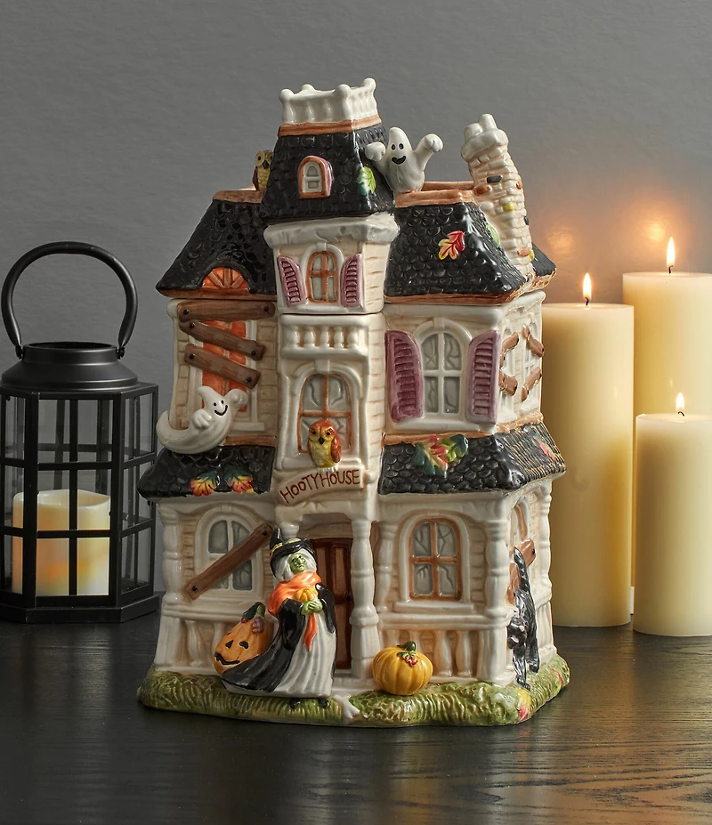 Fitz and Floyd Halloween Harvest Haunted House Cookie Jar