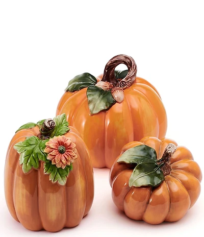 Fitz and Floyd Harvest Pumpkin Figurines, Set of 3