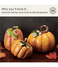 Fitz and Floyd Harvest Pumpkin Figurines, Set of 3