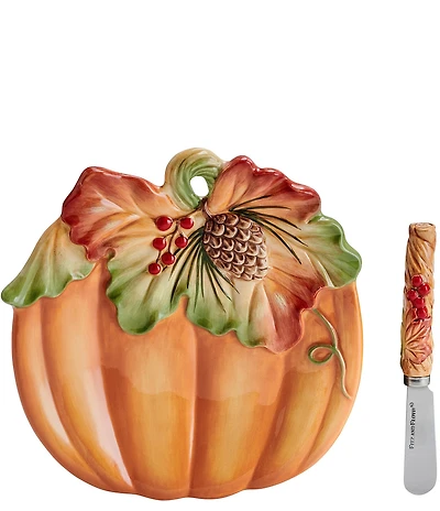 Fitz and Floyd Harvest Snack Plate with Spreader