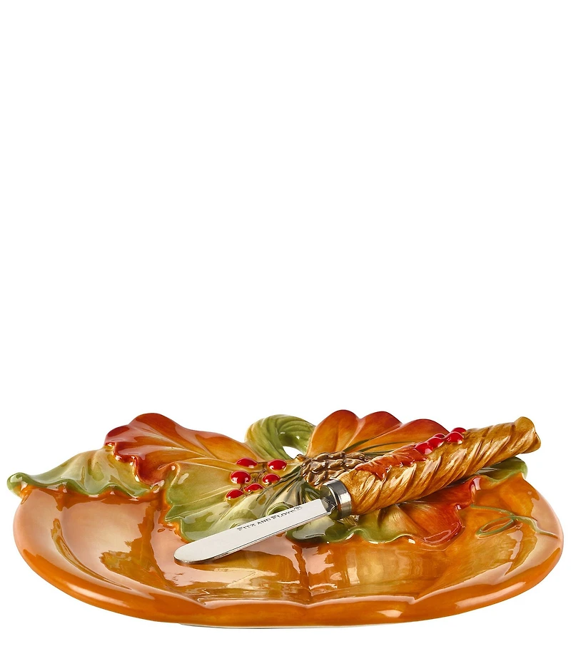 Fitz and Floyd Harvest Snack Plate with Spreader