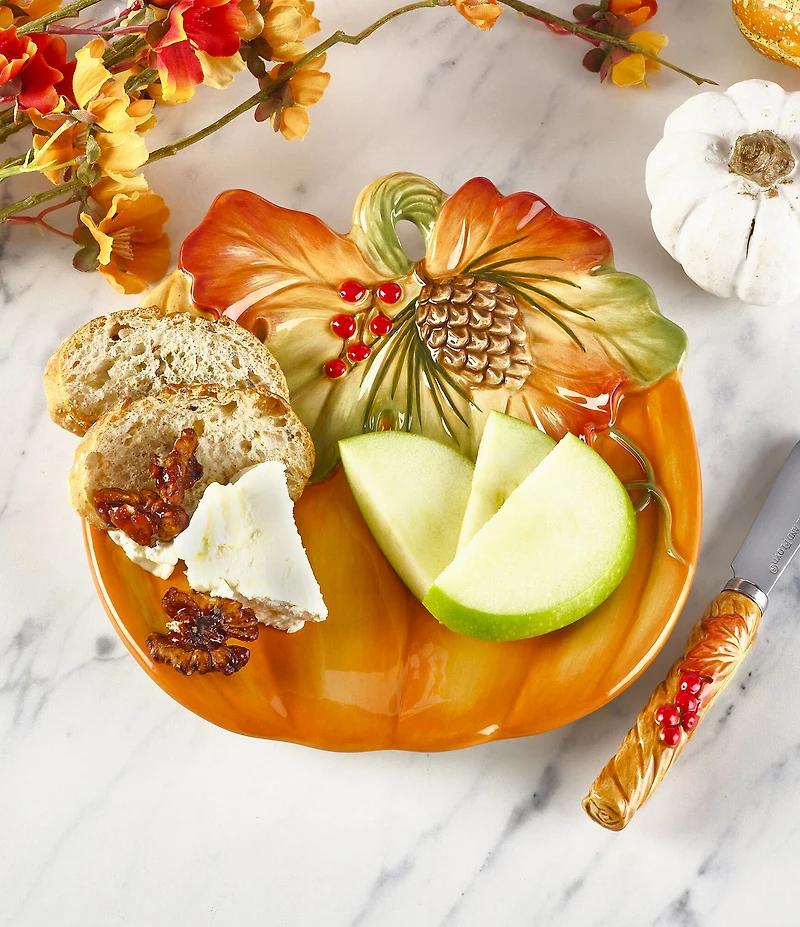 Fitz and Floyd Harvest Snack Plate with Spreader