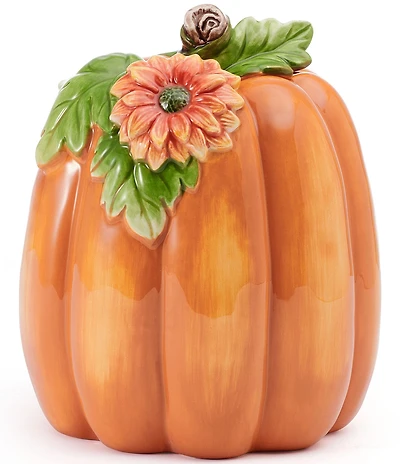 Fitz and Floyd Harvest Tall Flower Pumpkin Figurine