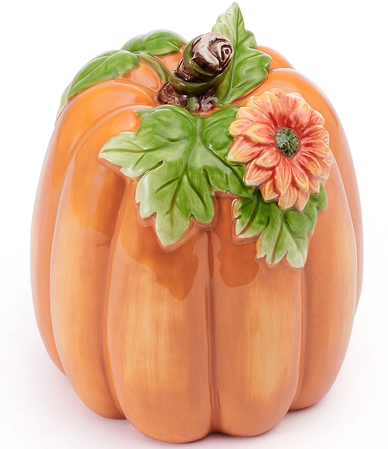 Fitz and Floyd Harvest Tall Flower Pumpkin Figurine
