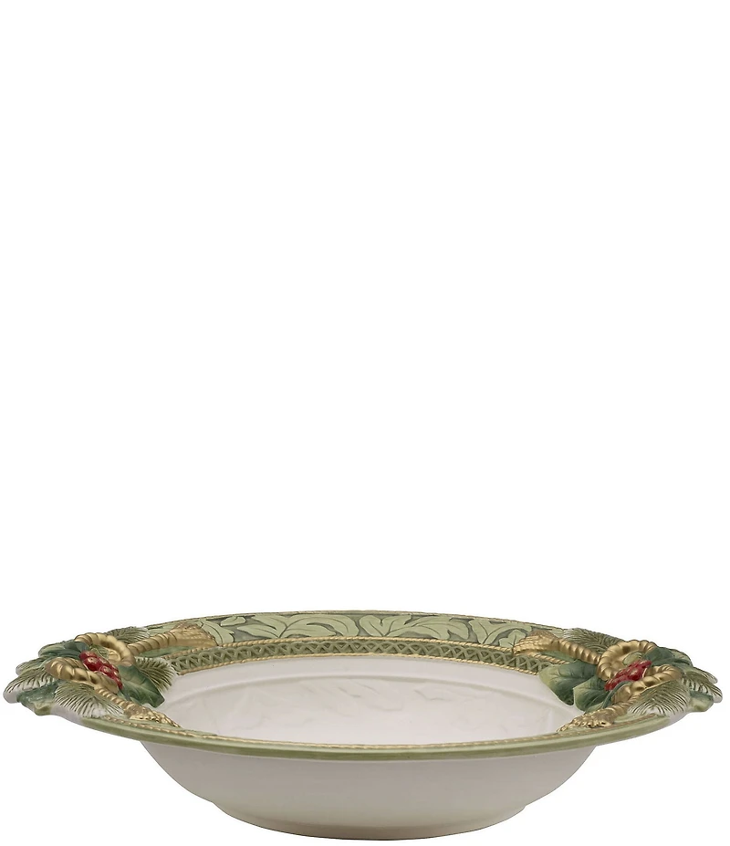 Fitz and Floyd Holiday Home Collection Green Large Serving Bowl