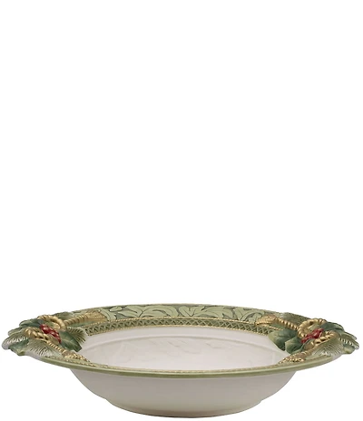 Fitz and Floyd Holiday Home Collection Green Large Serving Bowl