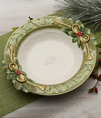 Fitz and Floyd Holiday Home Collection Green Large Serving Bowl