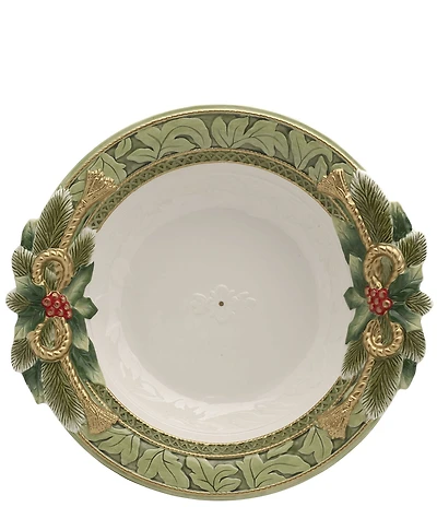 Fitz and Floyd Holiday Home Collection Green Large Serving Bowl