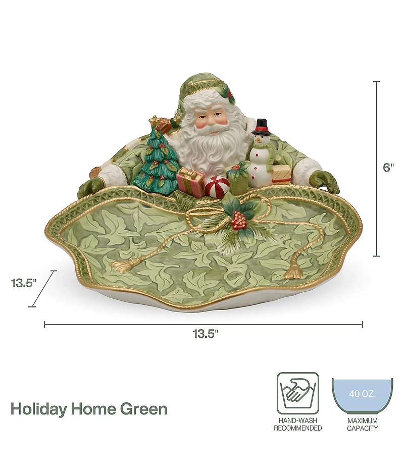 Fitz and Floyd Holiday Home Green Santa Server