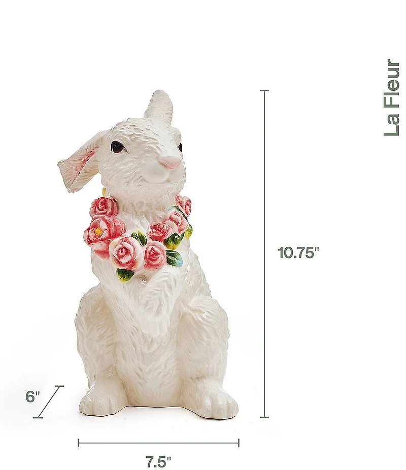 Fitz and Floyd La Fleur Collection Sitting Rabbit Figurine,10.75#double;