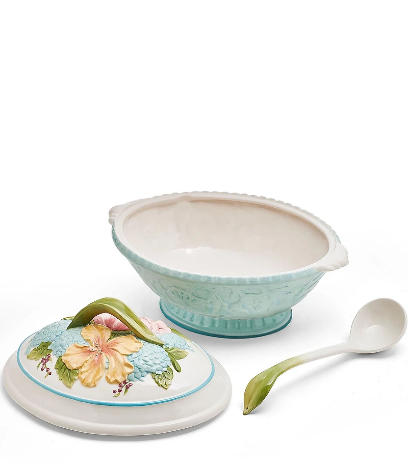 Fitz and Floyd Meadow Tureen with Ladle Set