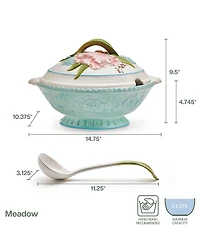 Fitz and Floyd Meadow Tureen with Ladle Set