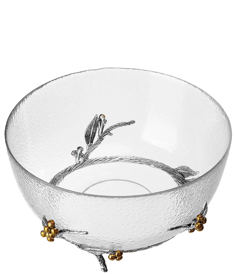 Fitz and Floyd Natures Greetings Collection Glass Berry Accent Serving Bowl