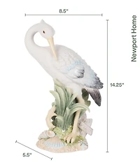 Fitz and Floyd Newport Home Collection Tall Egret Backward Facing Figurine