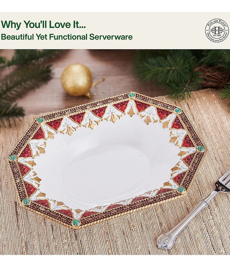 Fitz and Floyd Noel Holiday Collection Large Serve Bowl