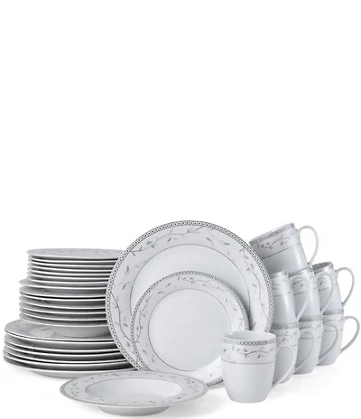 Fitz and Floyd Platinum Vine 32-Piece Dinnerware Set