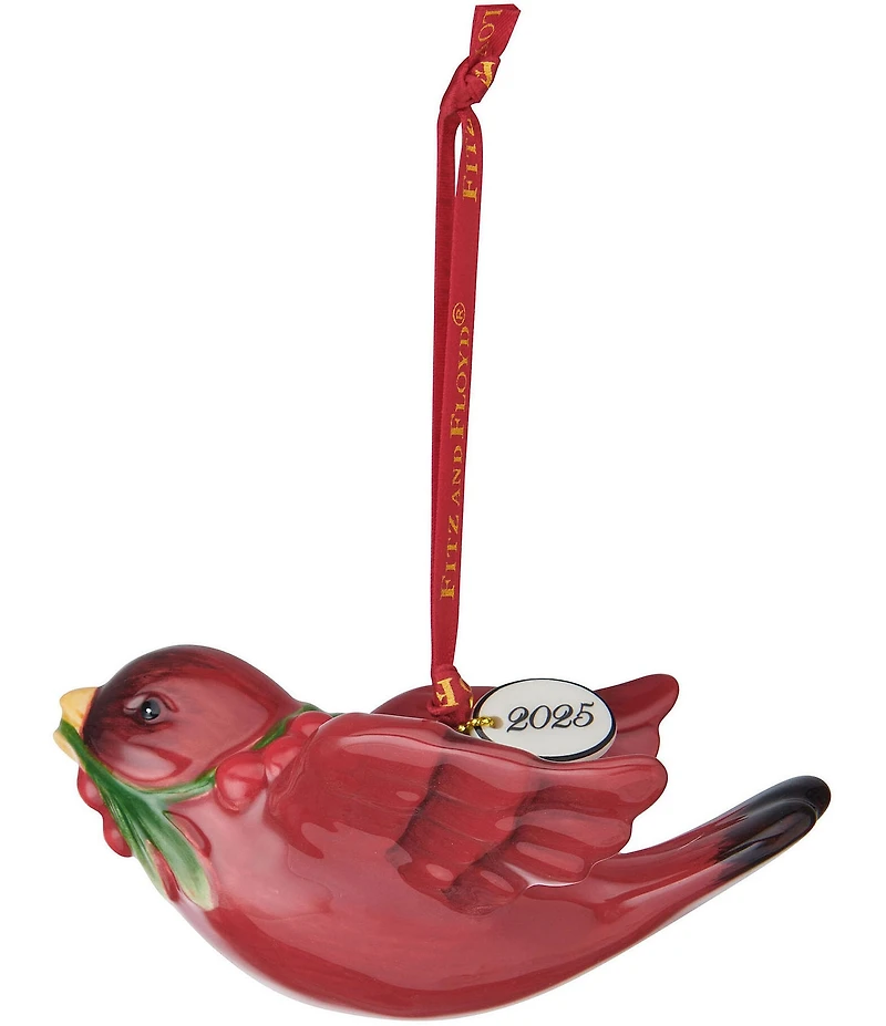 Fitz and Floyd Poinsettia Holiday Collection Cardinal 2025 Ornament