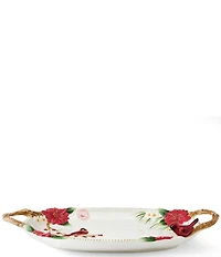 Fitz and Floyd Poinsettia Holiday Collection Large Floral Cardinal Serving Platter