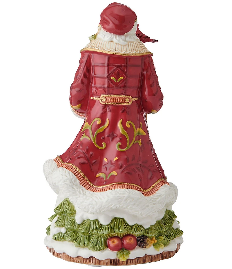 Fitz and Floyd Poinsettia Holiday Collection Musical Santa #double;We Wish You a Merry Christmas#double; Figurine