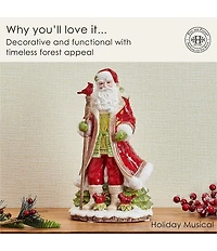 Fitz and Floyd Poinsettia Holiday Collection Musical Santa #double;We Wish You a Merry Christmas#double; Figurine